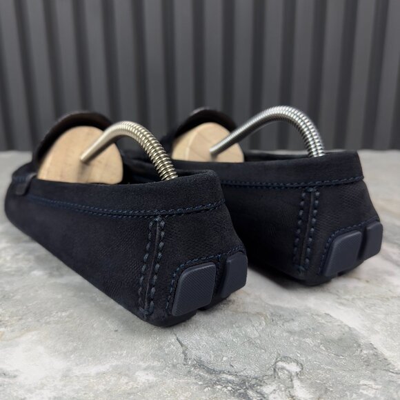 Louis Vuitton Shade Damier Embossed Driving Moccasin Blue Suede 8 LV 9 US 42 EUR - Picture 11 of 17